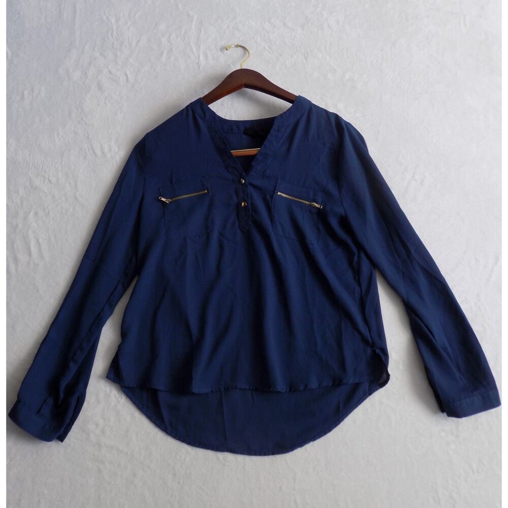 Sweet Wanderer Long Sleeve‎ Top Large Blue 100% Polyester
